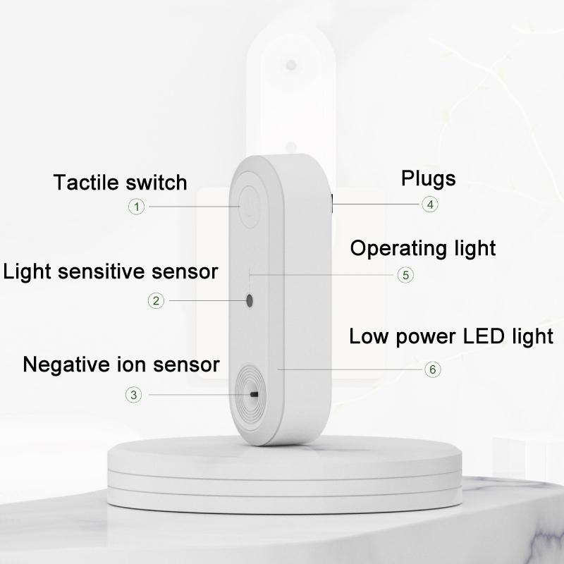 Negative Ion Air Purifier LED Night Light Intelligent Sensor Plugin Air Cleaner For Bedroom Sleep S 3
