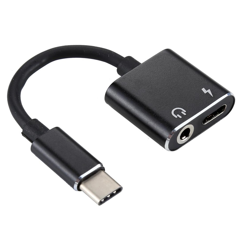 2 In 1 USB C Audio Adapter With Charging Splitter For Headphones And Power 2