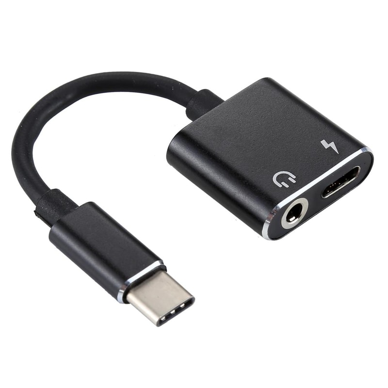 2 In 1 USB C Audio Adapter With Charging Splitter For Headphones And Power 2