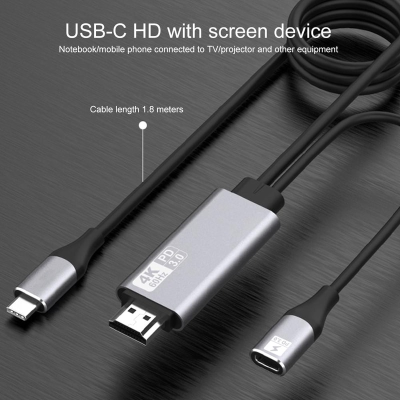 4K USB C To HDMI Adapter Cable Plug And Play For Phones Tablets And Laptops 1