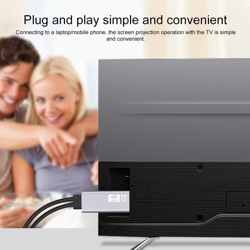 4K USB C To HDMI Adapter Cable Plug And Play For Phones Tablets And Laptops 2