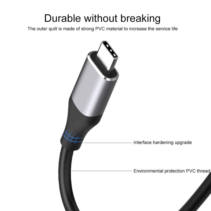 4K USB C To HDMI Adapter Cable Plug And Play For Phones Tablets And Laptops 4