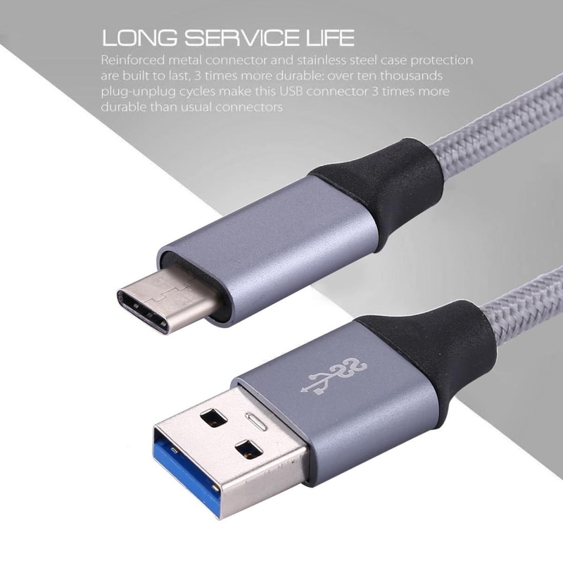 Braided USB C To USB 30 Fast Charging Cable 1m Durable Data Sync Cord 2