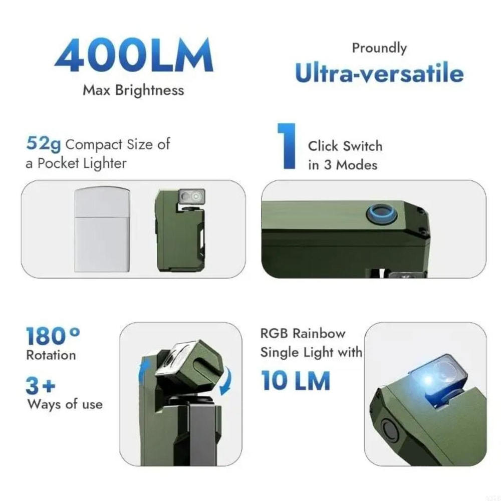 Magnetic Rechargeable Mini Flashlight With Clip Portable EDC Work Light 2