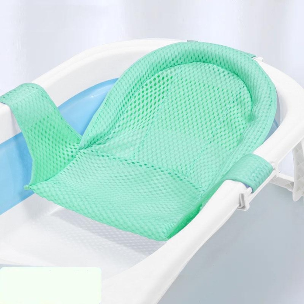 Adjustable baby bath support net with soft pillow Non-slip newborn bath seat sling for safe bathing
