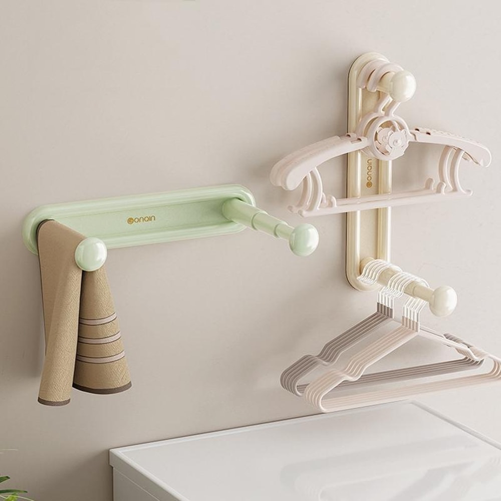 Retractable Clothes Rack Wall Mounted Drying Shelf Space Saving Laundry Organizer 1