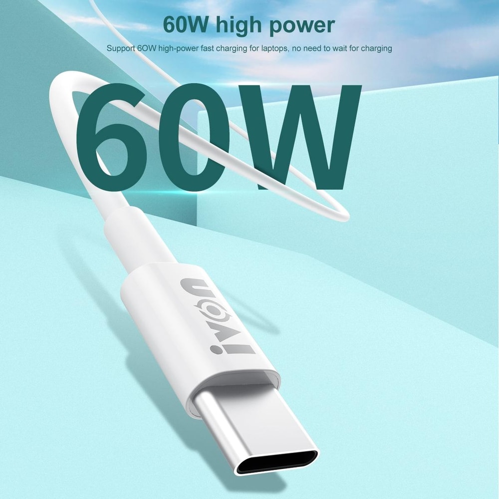 60W USB C to USB C Fast Charging Cable with 10Gbps Data Sync Durable PD Type C Cable