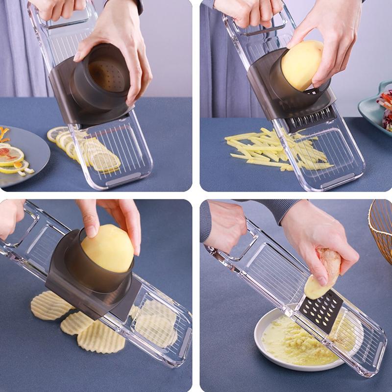 MultiFunction Potato Slicer Grater With Knives EasytoUse Kitchen Gadget In Gray 5