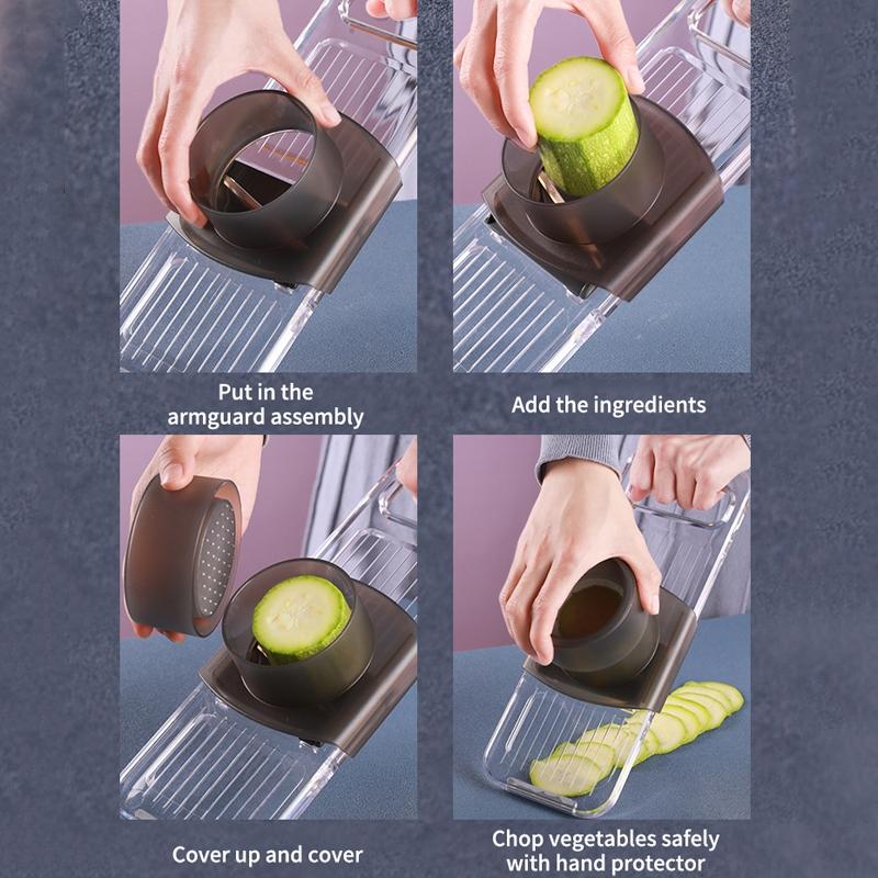 MultiFunction Potato Slicer Grater With Knives EasytoUse Kitchen Gadget In Gray 6