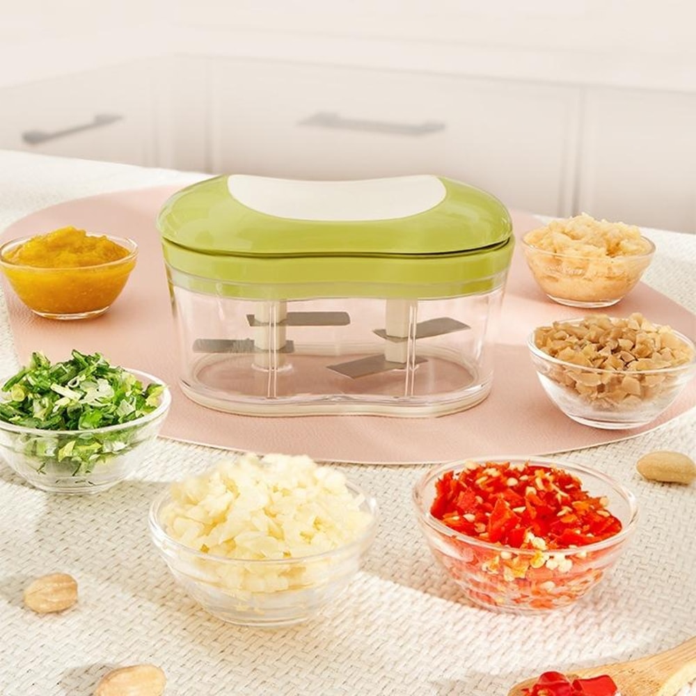 Manual Garlic Chopper HandPushed Food Processor Vegetable Cutter 0