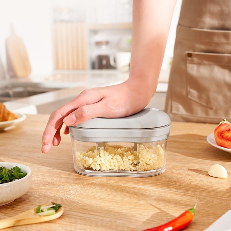 Manual Garlic Chopper HandPushed Food Processor Vegetable Cutter 2