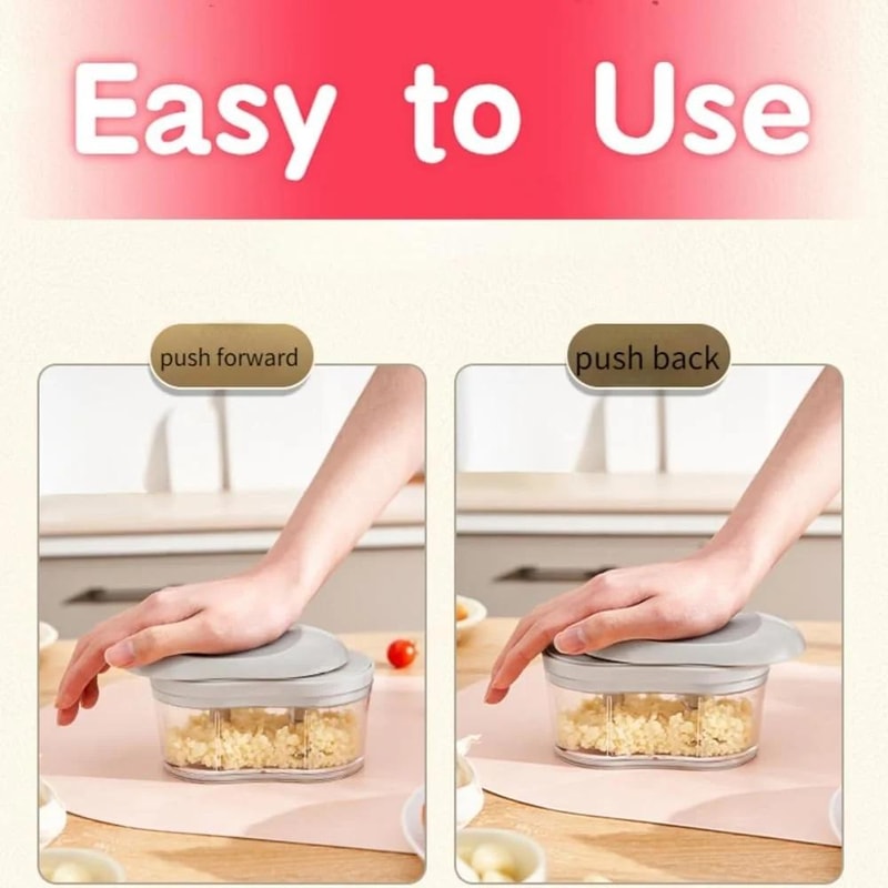 Manual Garlic Chopper HandPushed Food Processor Vegetable Cutter 3