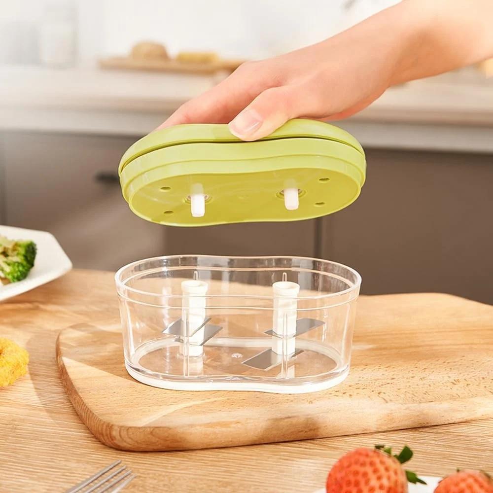Manual Garlic Chopper HandPushed Food Processor Vegetable Cutter 5