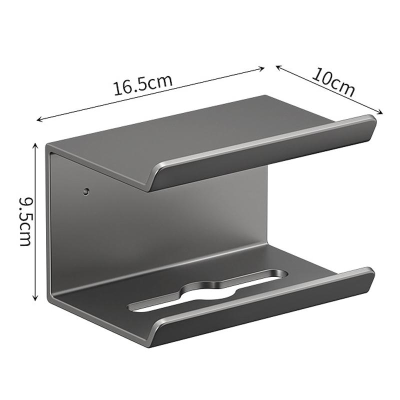 2in1 No Drill Bathroom Shelf With Paper Holder Phone Stand Storage Rack 7