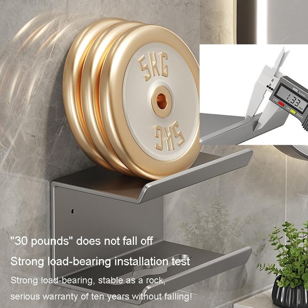 2in1 No Drill Bathroom Shelf With Paper Holder Phone Stand Storage Rack 3