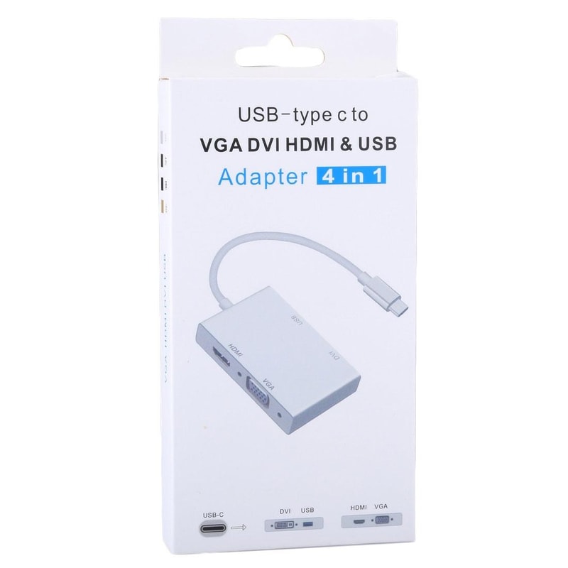 4 In 1 USB C Hub Adapter With HDMI VGA DVI And USB Port For Multi Display Setup 3