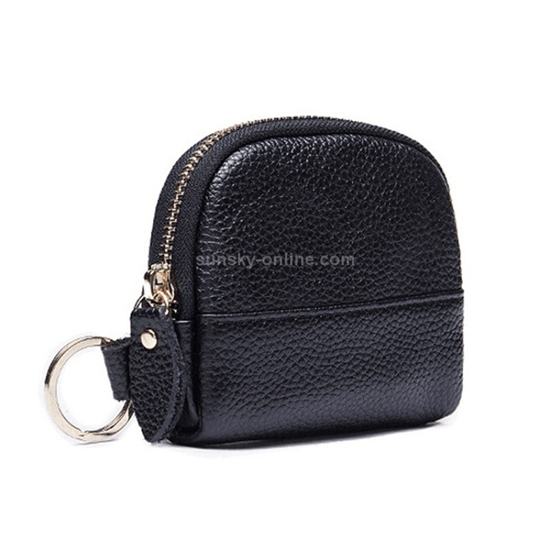 Genuine Leather Coin Purse Wallet Large Capacity Key Card Holder Compact Zip Case 2