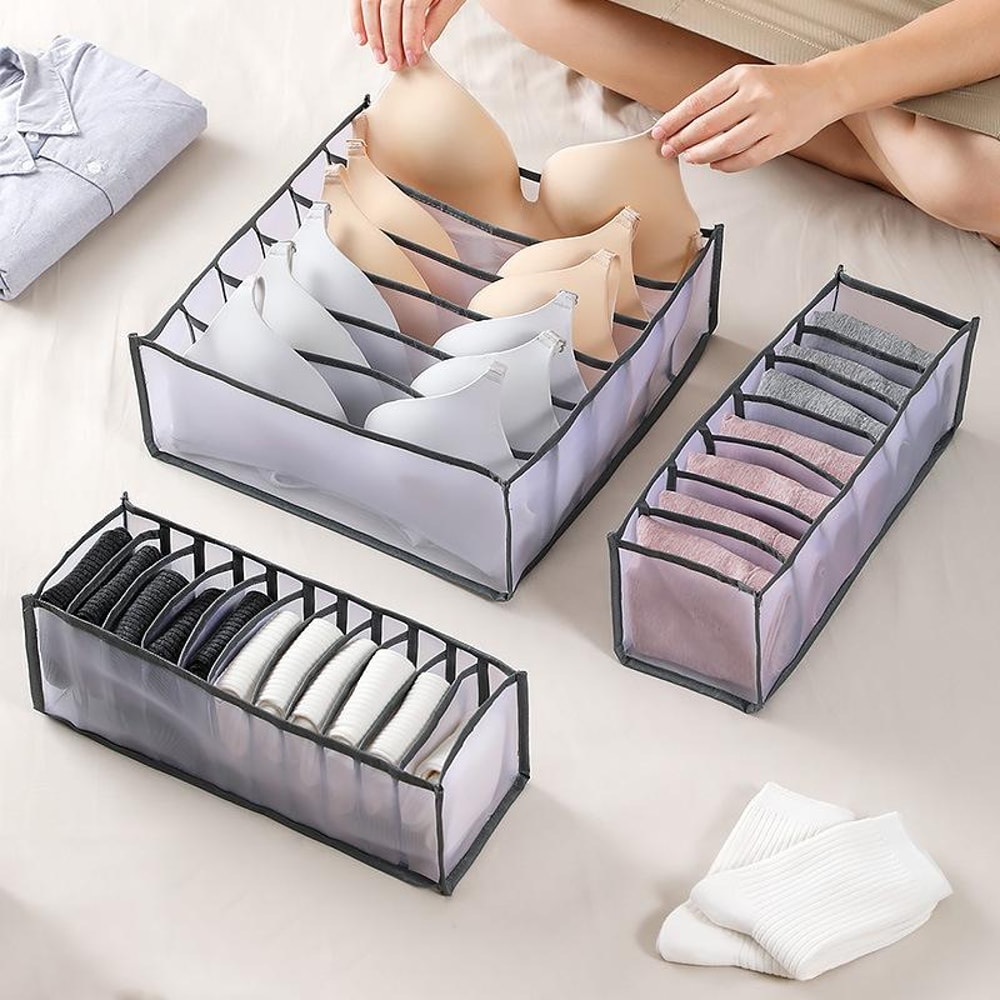 Drawer Organizer for Underwear Socks Foldable Closet Storage Box Set