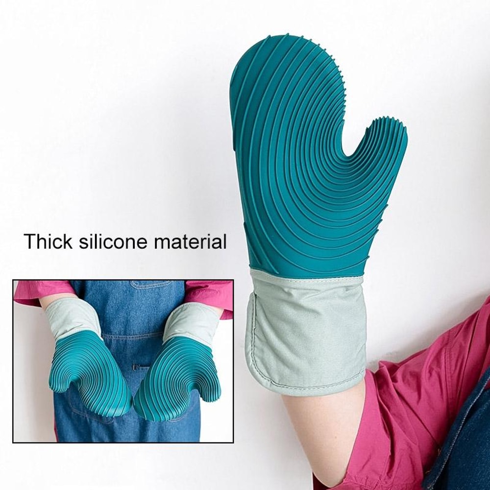 Thickened Silicone Heat Resistant Silicone Oven Mitts & Microwave Anti-Scald Insulated Kitchen Gloves