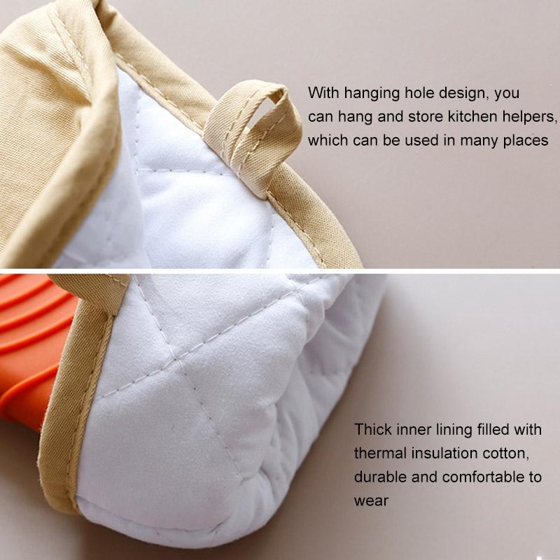 Thickened Silicone Heat Resistant Silicone Oven Mitts & Microwave Anti-Scald Insulated Kitchen Gloves