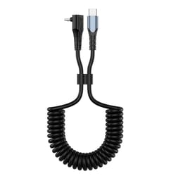 90° elbow usb c to usb c cable fast charging 27w spring stretch cord