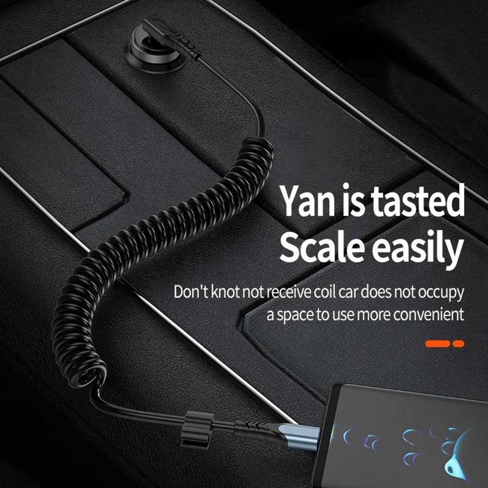 90 Elbow USB C To USB C Cable Fast Charging 27W Spring Stretch Cord 2