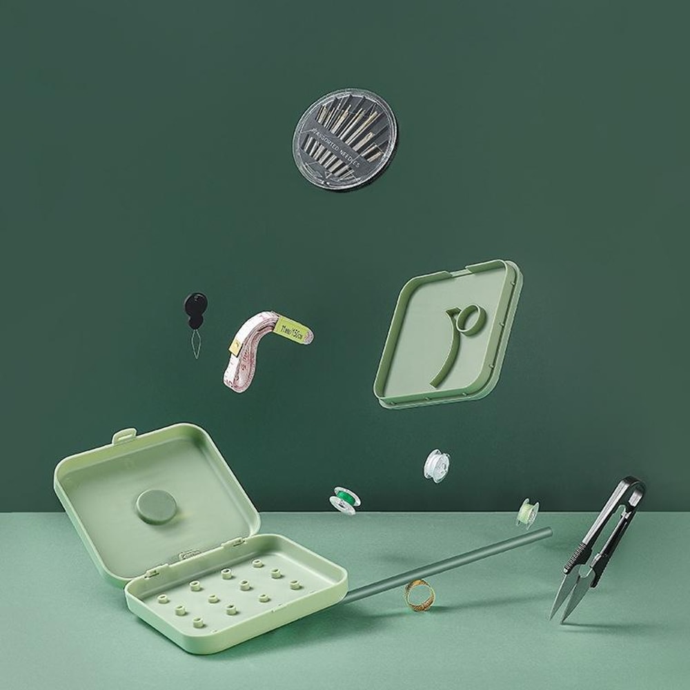 Magnetic Sewing Box Set Double Layer Sewing Kit Organizer Portable Storage Case