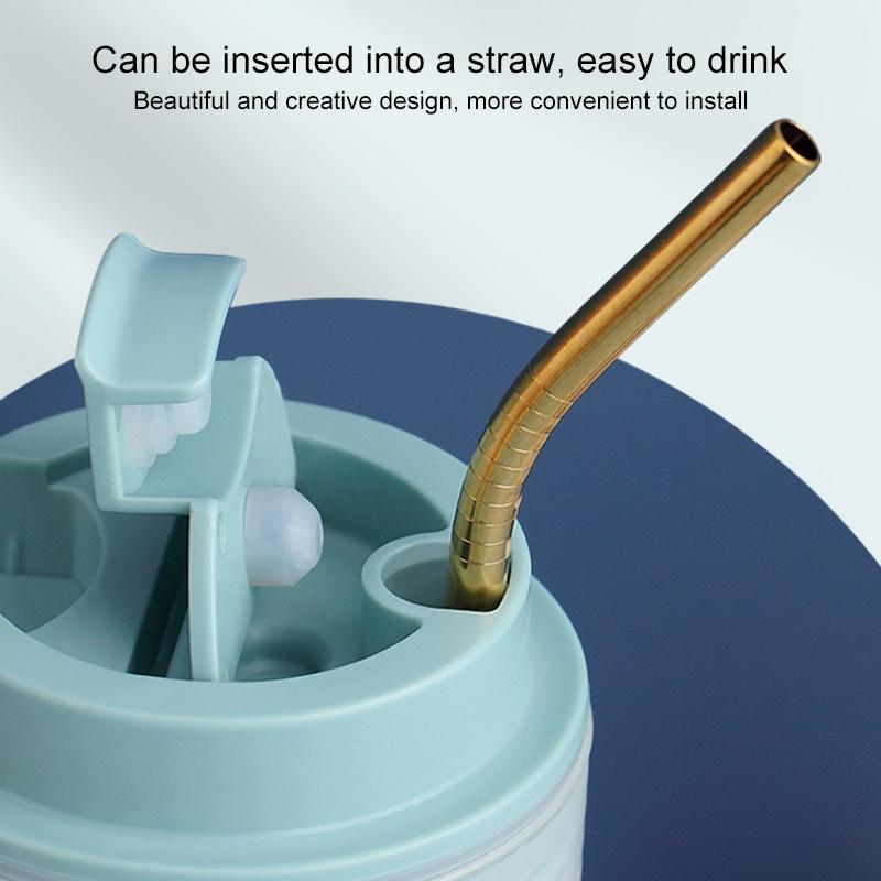 Portable Leakproof Kids Water Cup with Scale Silicone Handle Breakfast Drinking Cup