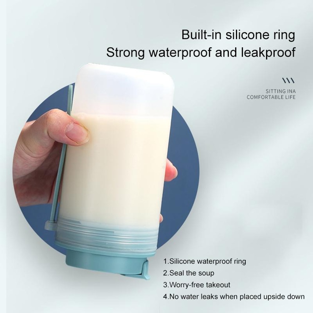 Portable Leakproof Kids Water Cup with Scale Silicone Handle Breakfast Drinking Cup