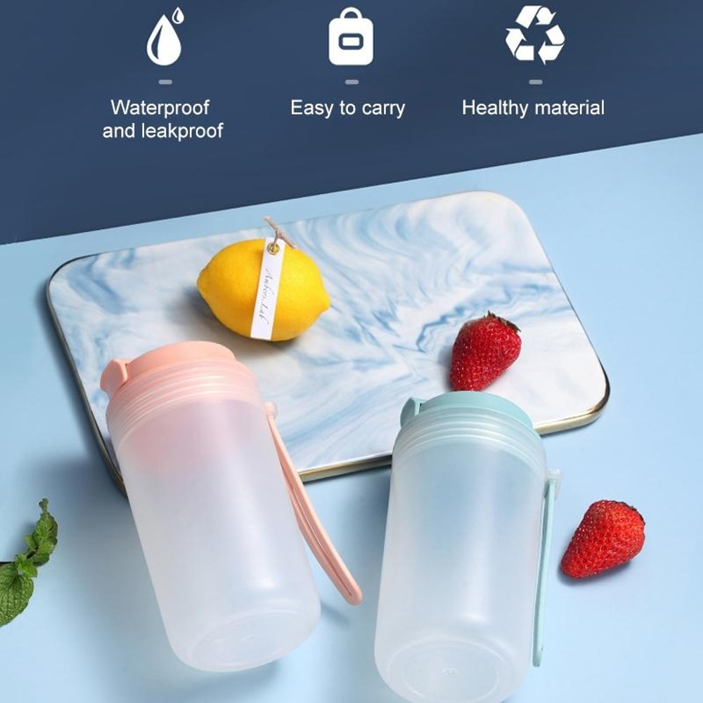 Portable Leakproof Kids Water Cup with Scale Silicone Handle Breakfast Drinking Cup