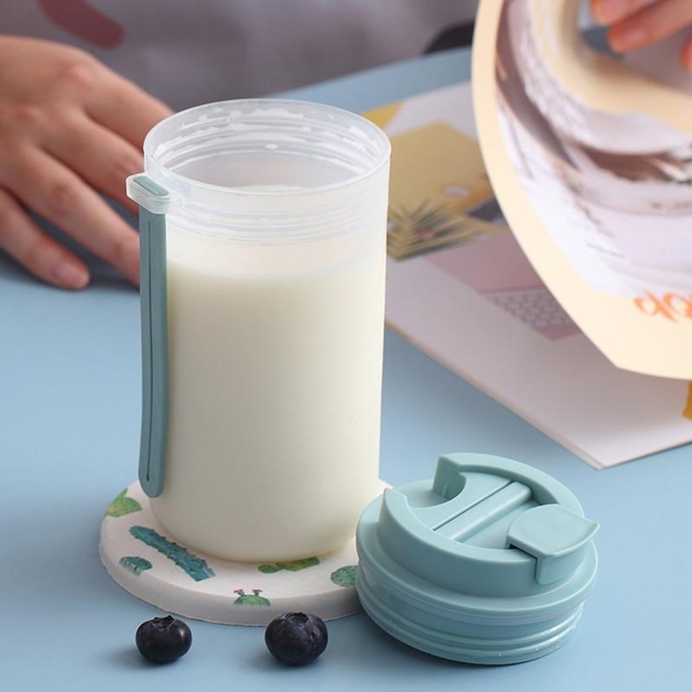 Portable Leakproof Kids Water Cup with Scale Silicone Handle Breakfast Drinking Cup