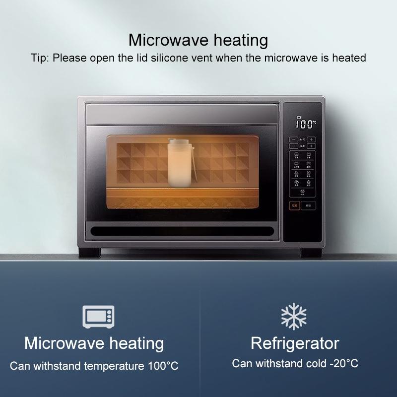 Portable Leakproof Kids Water Cup with Scale Silicone Handle Breakfast Drinking Cup