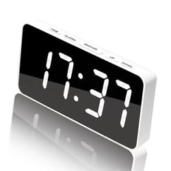 led mirror alarm clock with usb-c charging & battery backup digital desk clock