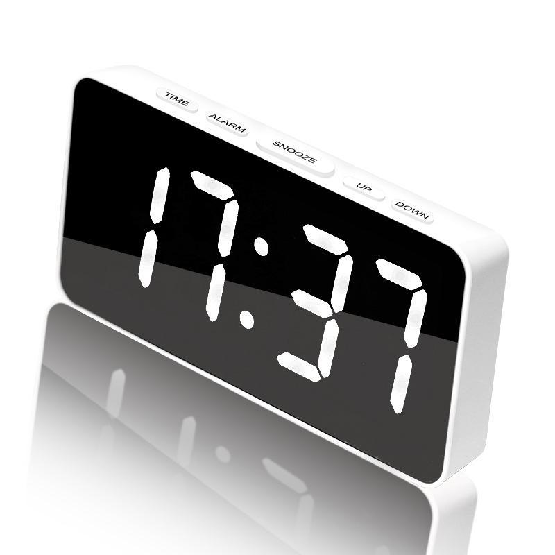 LED Mirror Alarm Clock With USBC Charging Battery Backup Digital Desk Clock 0