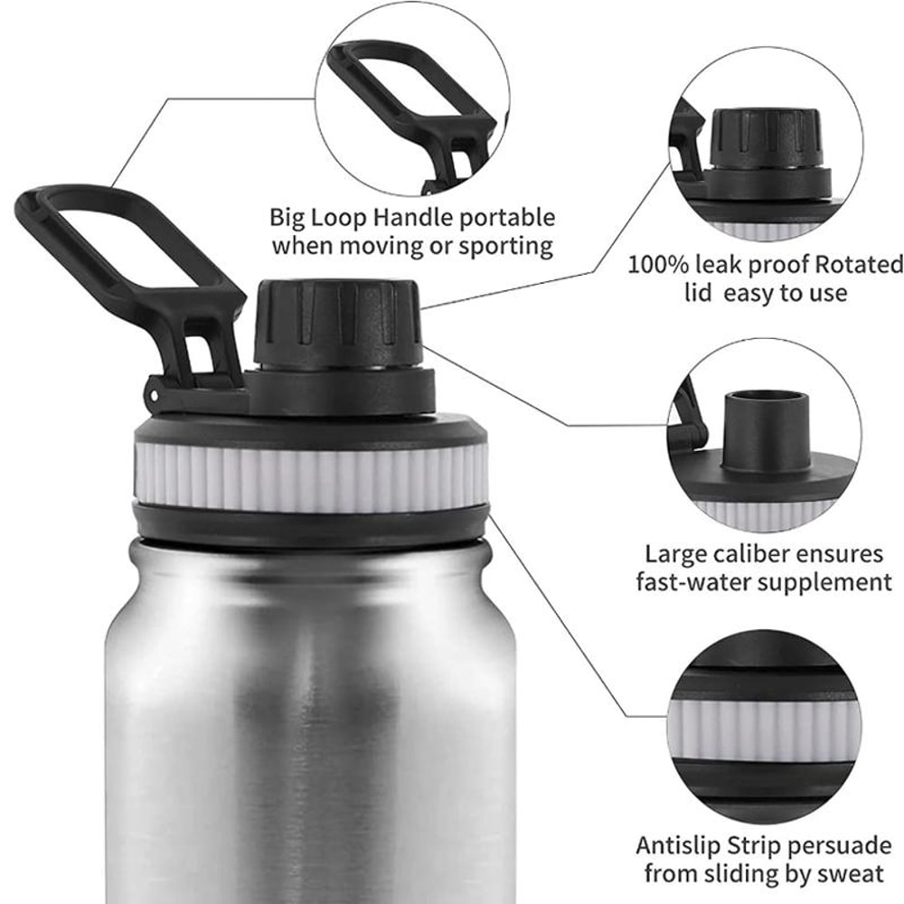 Stainless Steel Insulated Water Bottle Large Capacity Leakproof Outdoor Sports Kettle 4