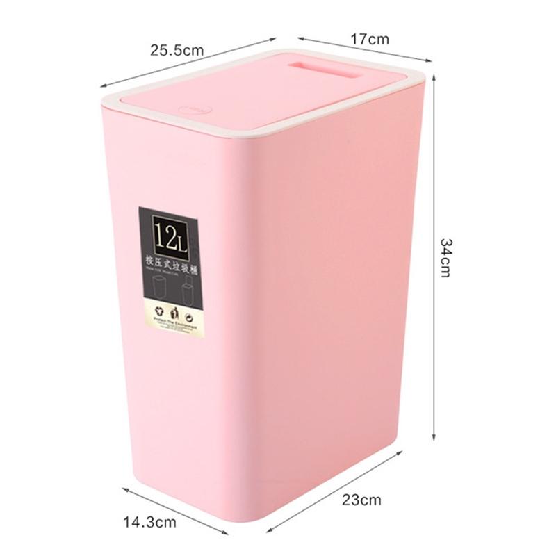 Rectangular Press Type Covered Trash Can Kitchen Sorting Bin 2