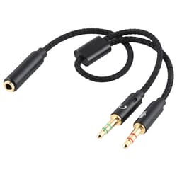 2 in 1 audio splitter headphone mic adapter braided aux cable