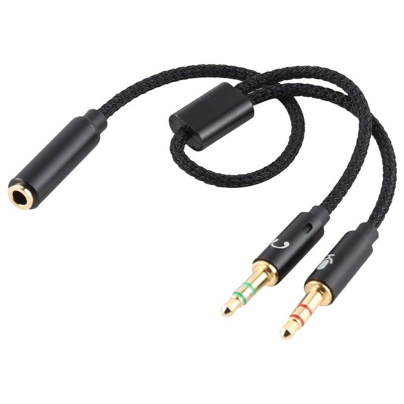 2 In 1 Audio Splitter Headphone Mic Adapter Braided AUX Cable 0