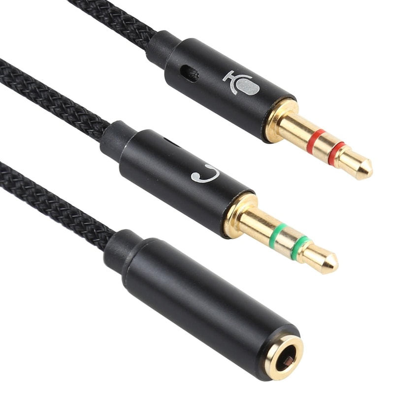 2 In 1 Audio Splitter Headphone Mic Adapter Braided AUX Cable 9