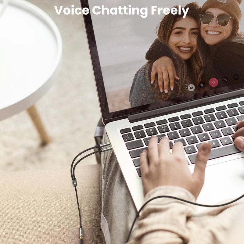 2 In 1 Audio Splitter Headphone Mic Adapter Braided AUX Cable 12