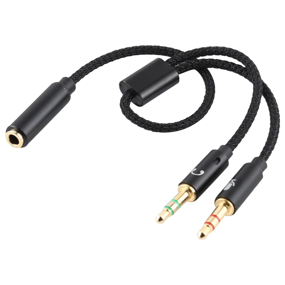 2 In 1 Audio Splitter Headphone Mic Adapter Braided AUX Cable 14