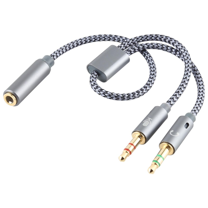 2 In 1 Audio Splitter Headphone Mic Adapter Braided AUX Cable 15