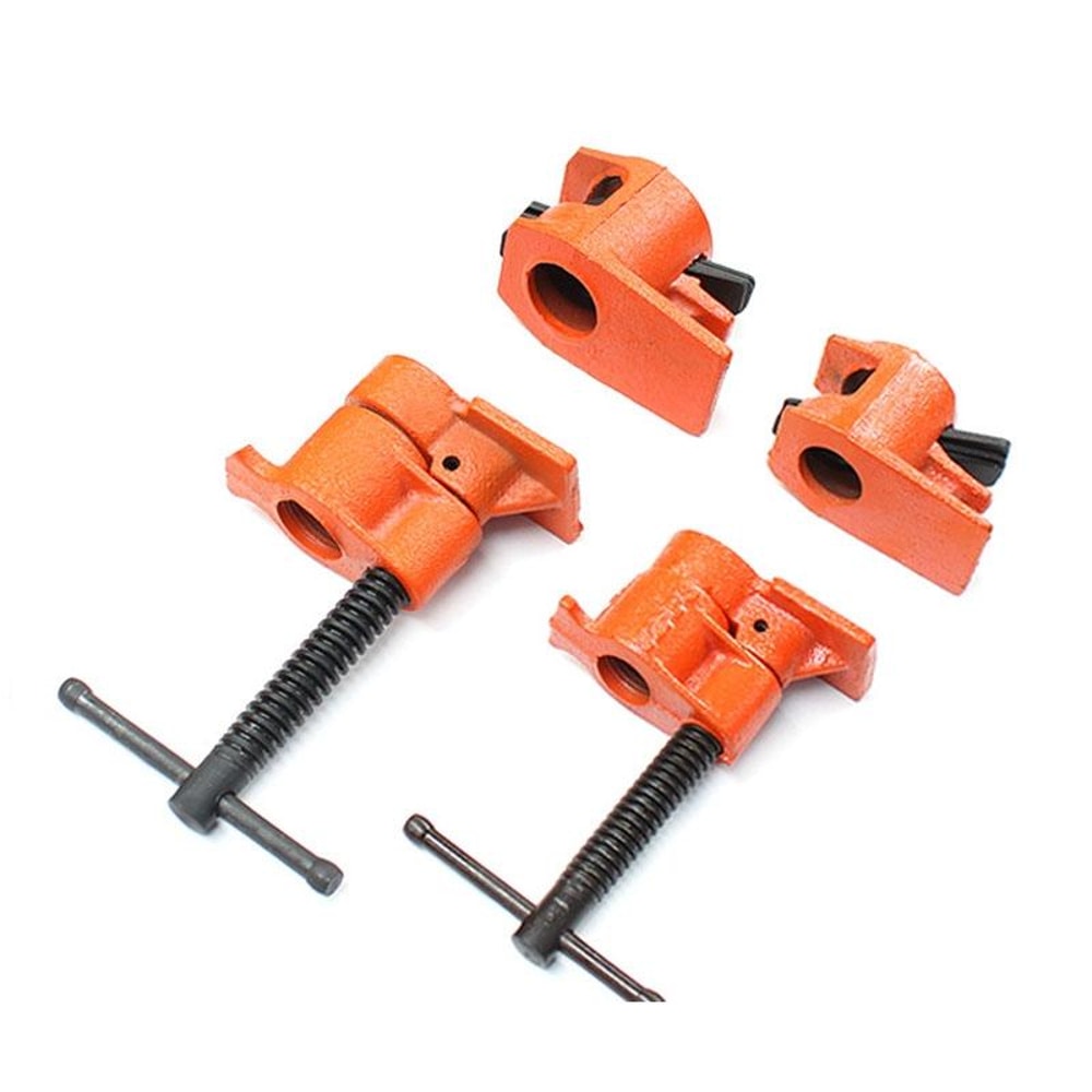 Adjustable pipe clamp woodworking jig for edge gluing and panel assembly