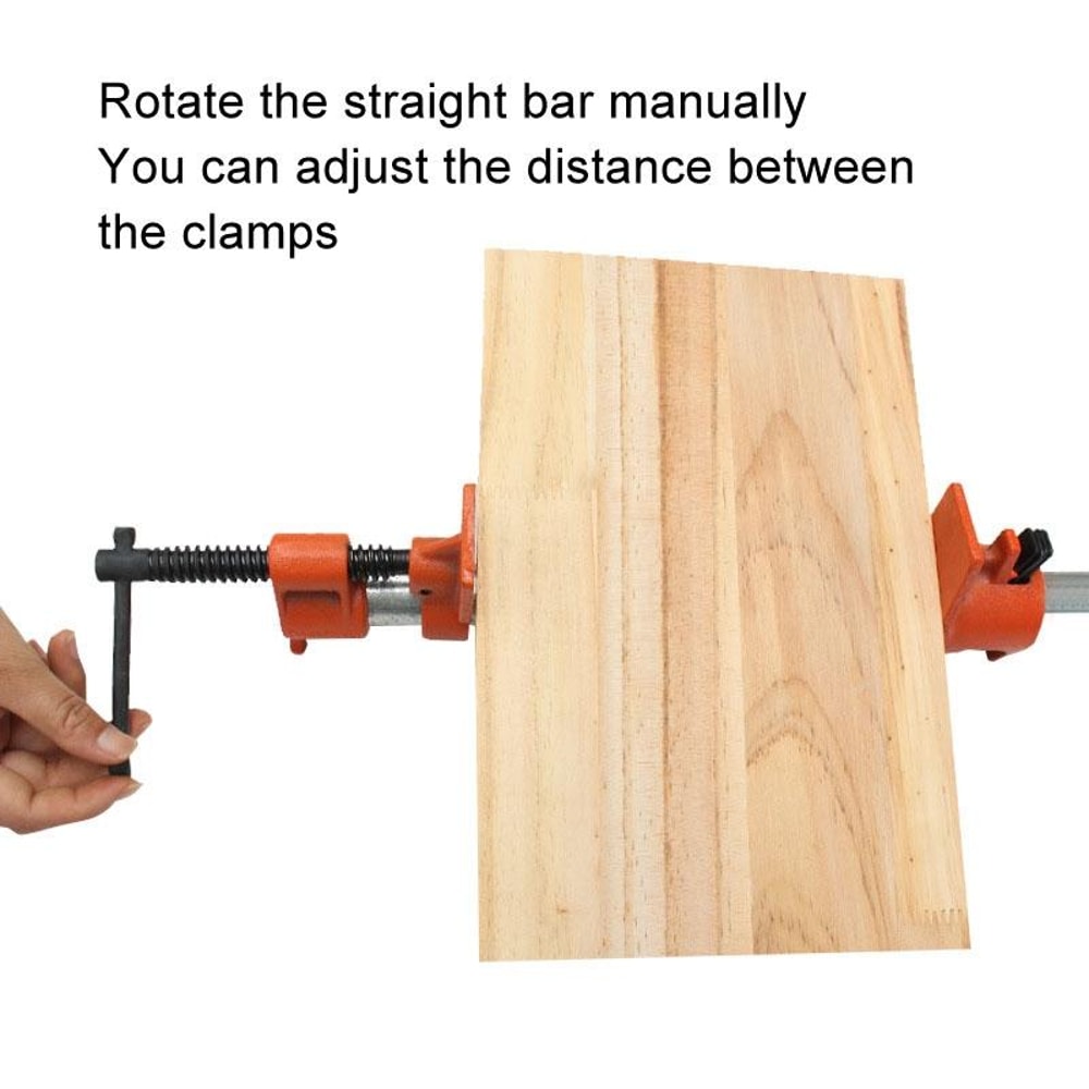 Adjustable pipe clamp woodworking jig for edge gluing and panel assembly