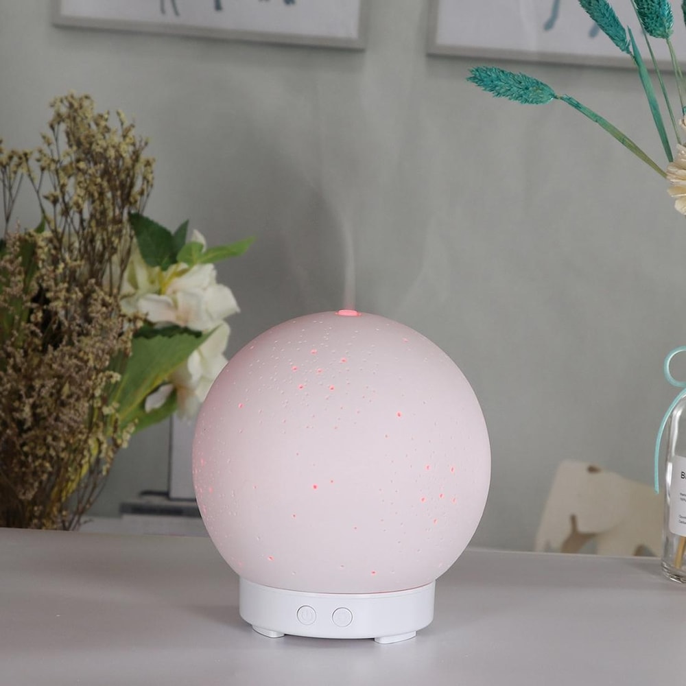 Ceramic Moon Shape Humidifier Aromatherapy Diffuser Quiet Ultrasonic Night Light 0