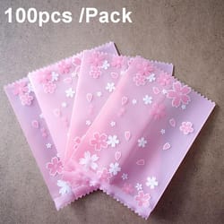 cherry blossom frosted cookie bags, self-seal bakery packaging for treats & gifts