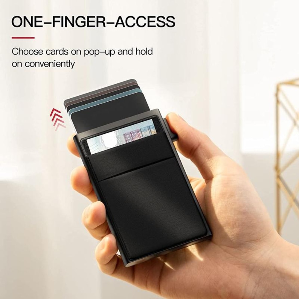 Slim RFID Blocking Metal Wallet Pop Up Card Holder For Men Minimalist Business Card Case 2