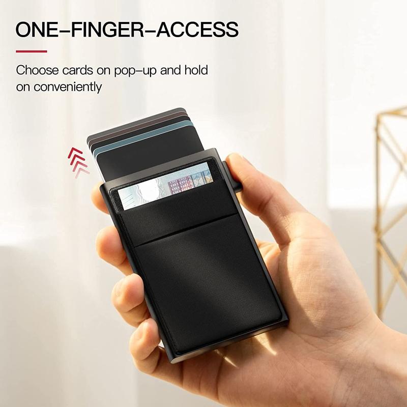 Slim RFID Blocking Metal Wallet Pop Up Card Holder For Men Minimalist Business Card Case 2