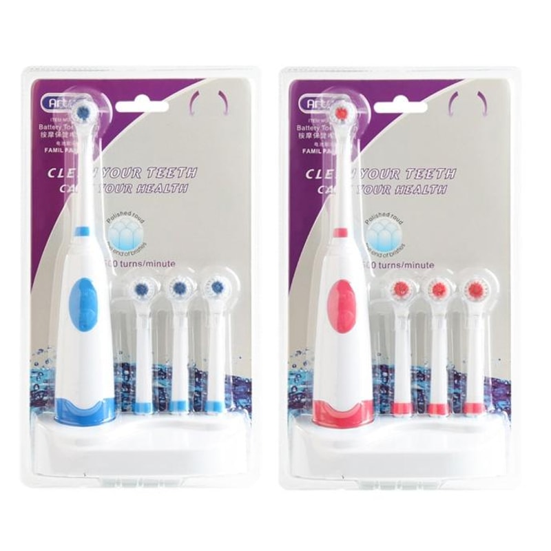 Rotary Electric Toothbrush Set with Waterproof Design & Replacement Brush Heads
