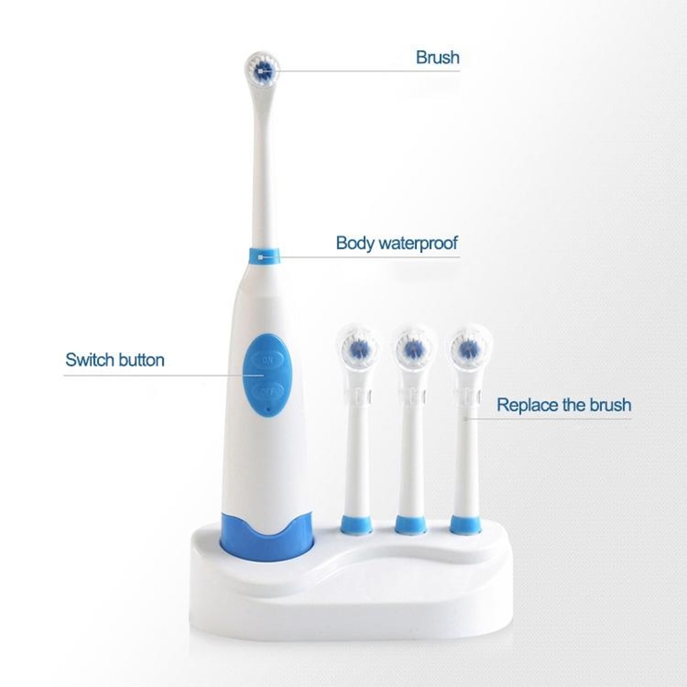 Rotary Electric Toothbrush Set with Waterproof Design & Replacement Brush Heads